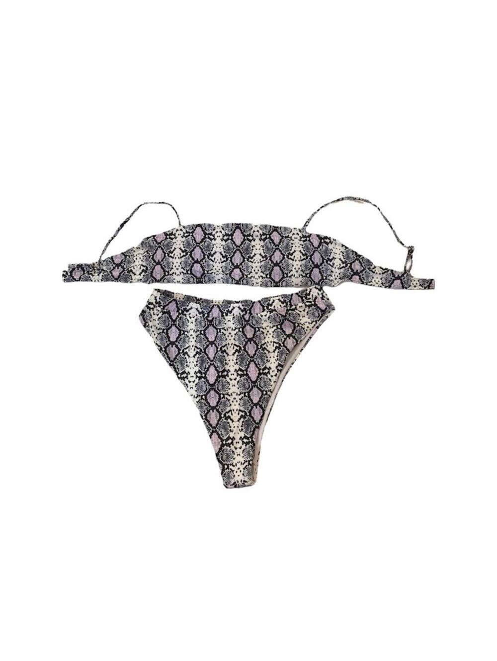 Aurelle Miami bikini swimsuit swimwear snake print bandeau NWT Size XXL